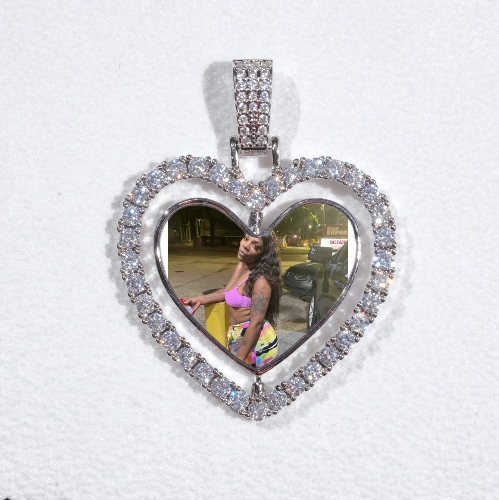 3D Spinning 2-Faced Heart Custom Picture Pendant