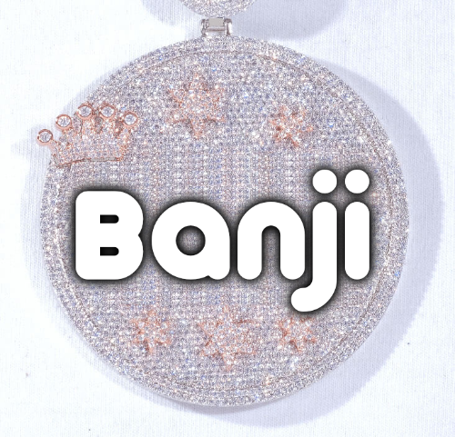CUSTOM LETTER NECKLACE 3D BIG CROWN DISC