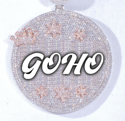 CUSTOM LETTER NECKLACE 3D BIG CROWN DISC