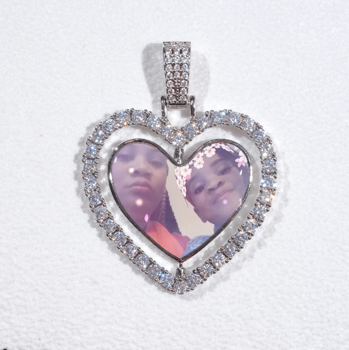 3D Spinning 2-Faced Heart Custom Picture Pendant