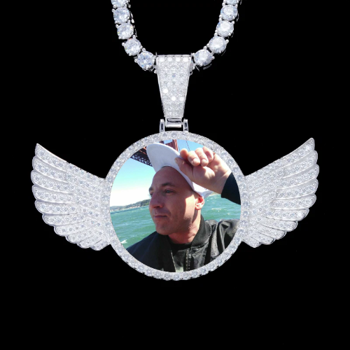 925S & VVS Moissanite 3D Wing Custom Picture Pendant