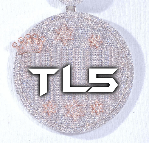 CUSTOM LETTER NECKLACE 3D BIG CROWN DISC