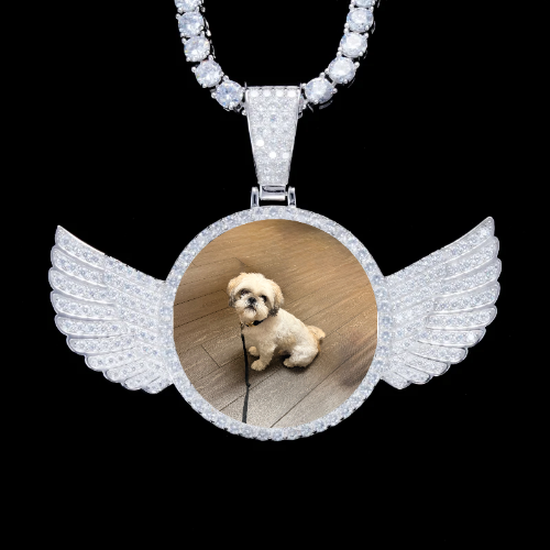 925S & VVS Moissanite 3D Wing Custom Picture Pendant