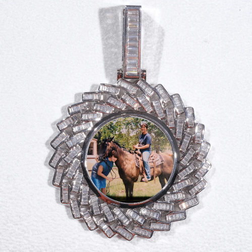Large 3D Baguette Custom Picture Pendant