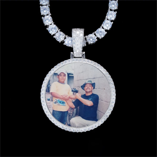 925S & VVS Moissanite 3D Circle Custom Picture Pendant