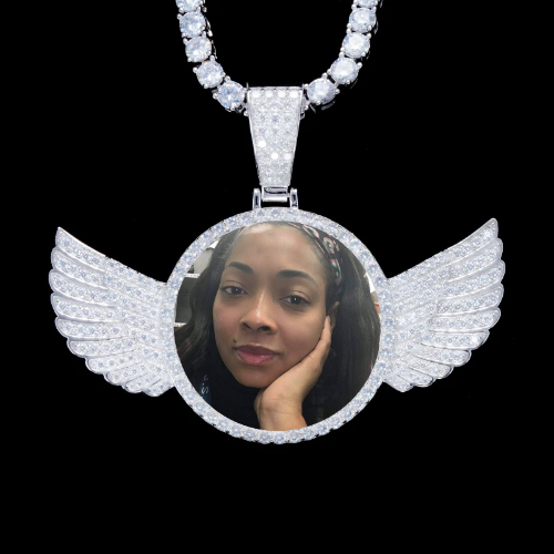 925S & VVS Moissanite 3D Wing Custom Picture Pendant