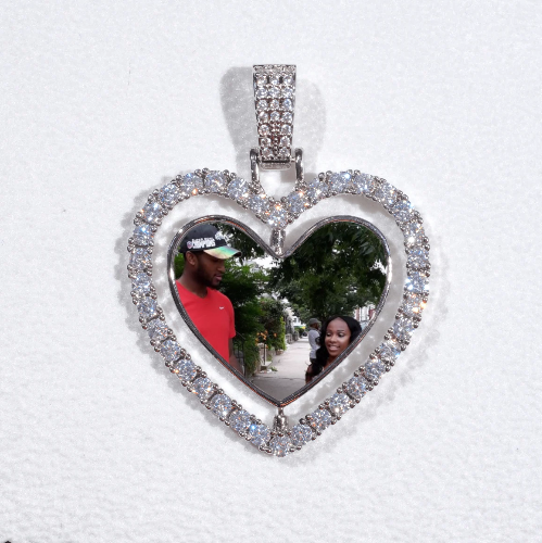 3D Spinning 2-Faced Heart Custom Picture Pendant