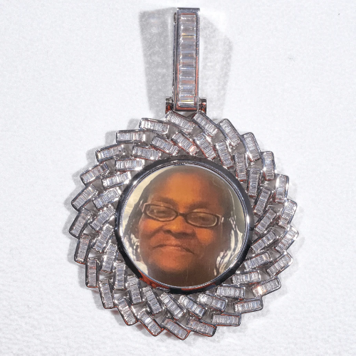 Large 3D Baguette Custom Picture Pendant