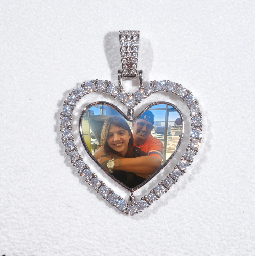 3D Spinning 2-Faced Heart Custom Picture Pendant