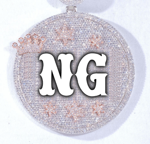 CUSTOM LETTER NECKLACE 3D BIG CROWN DISC