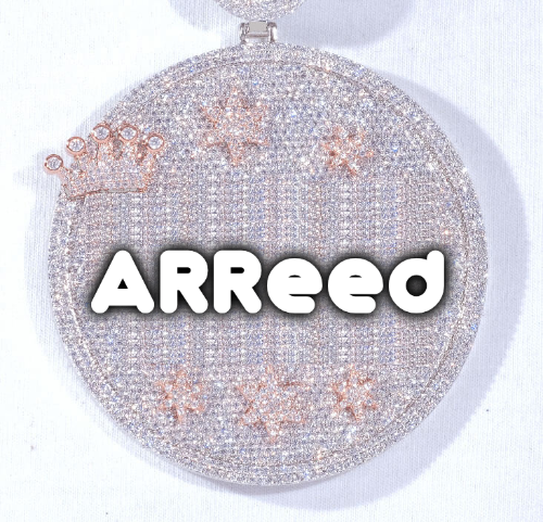 CUSTOM LETTER NECKLACE 3D BIG CROWN DISC