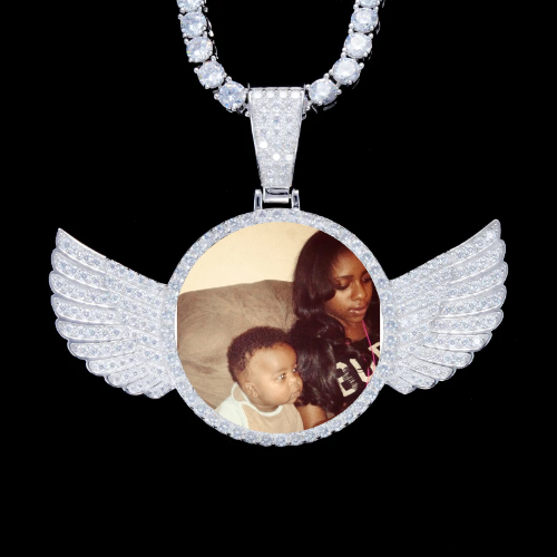 925S & VVS Moissanite 3D Wing Custom Picture Pendant