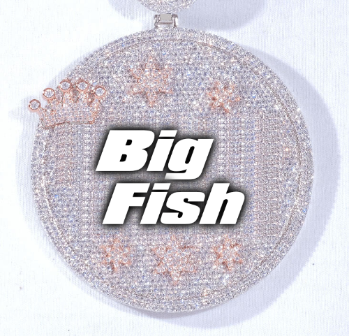 CUSTOM LETTER NECKLACE 3D BIG CROWN DISC