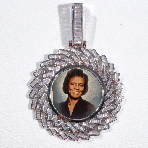 Large 3D Baguette Custom Picture Pendant
