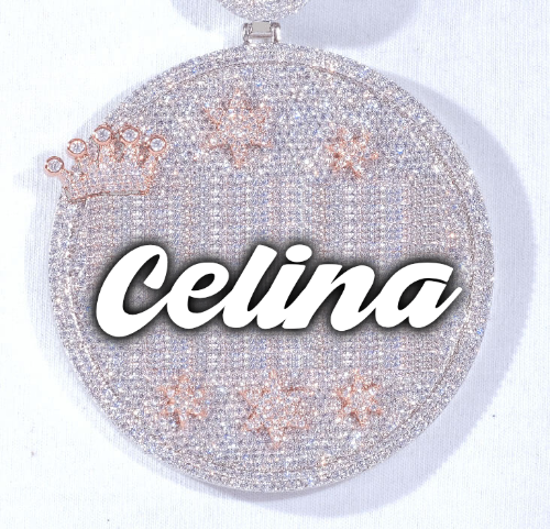 CUSTOM LETTER NECKLACE 3D BIG CROWN DISC