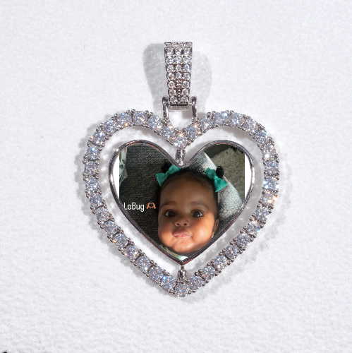 3D Spinning 2-Faced Heart Custom Picture Pendant