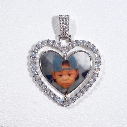 3D Spinning 2-Faced Heart Custom Picture Pendant