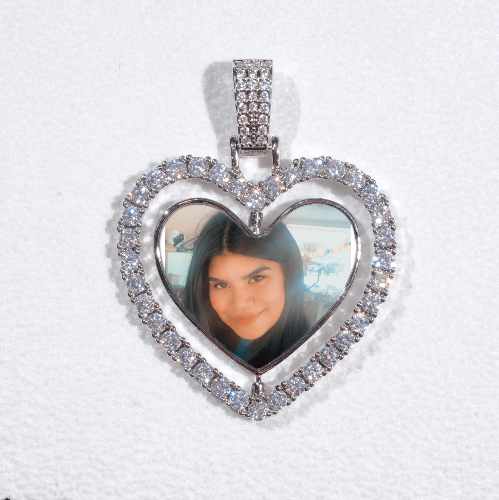 3D Spinning 2-Faced Heart Custom Picture Pendant