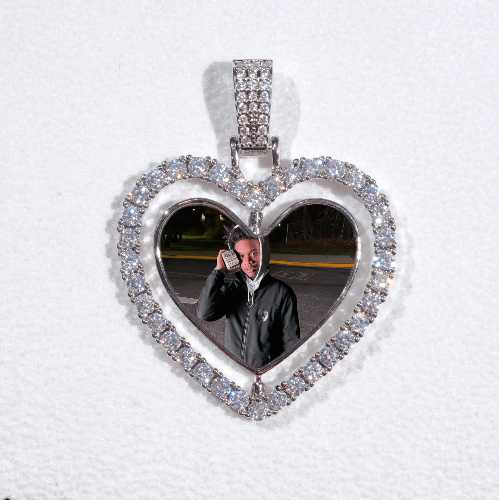 3D Spinning 2-Faced Heart Custom Picture Pendant