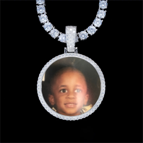 925S & VVS Moissanite 3D Circle Custom Picture Pendant