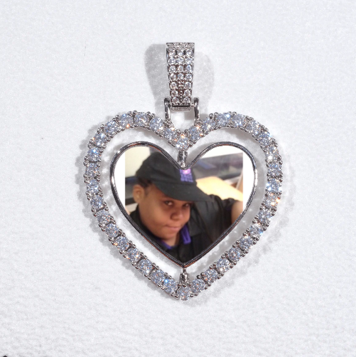 3D Spinning 2-Faced Heart Custom Picture Pendant