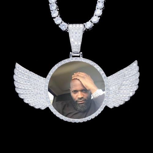 925S & VVS Moissanite 3D Wing Custom Picture Pendant