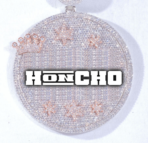CUSTOM LETTER NECKLACE 3D BIG CROWN DISC