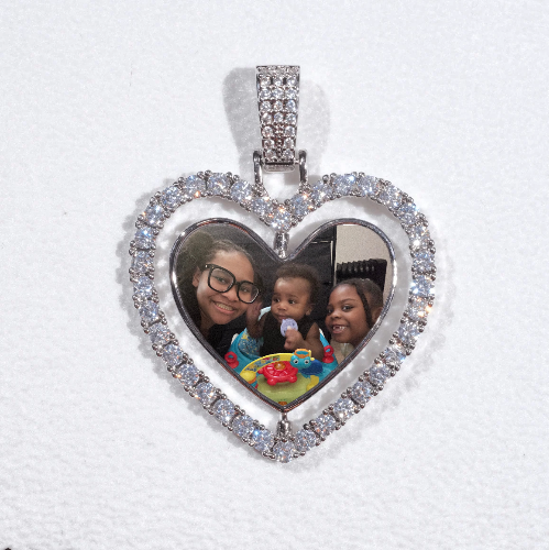 3D Spinning 2-Faced Heart Custom Picture Pendant