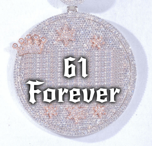 CUSTOM LETTER NECKLACE 3D BIG CROWN DISC