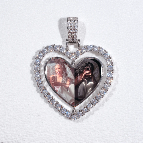 3D Spinning 2-Faced Heart Custom Picture Pendant