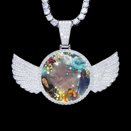 925S & VVS Moissanite 3D Wing Custom Picture Pendant