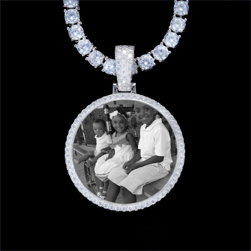 925S & VVS Moissanite 3D Circle Custom Picture Pendant
