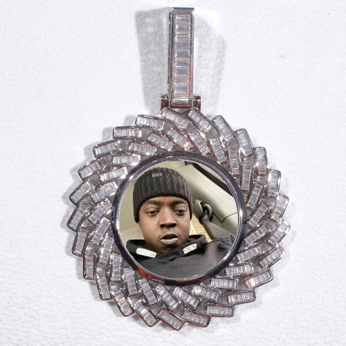 Large 3D Baguette Custom Picture Pendant