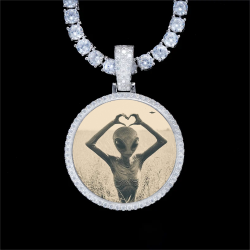 925S & VVS Moissanite 3D Circle Custom Picture Pendant