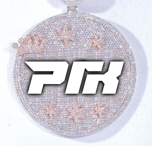 CUSTOM LETTER NECKLACE 3D BIG CROWN DISC