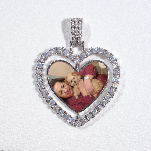 3D Spinning 2-Faced Heart Custom Picture Pendant