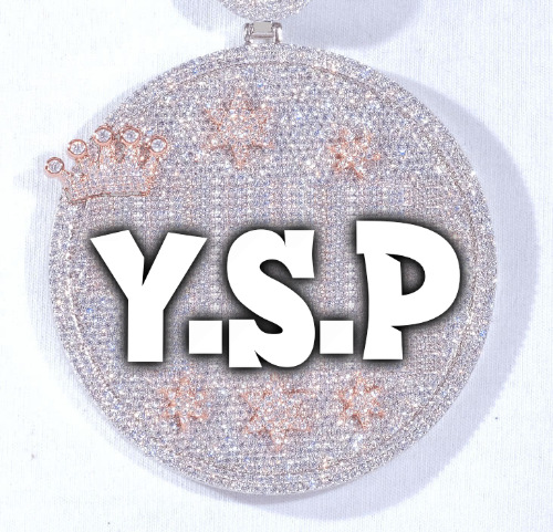 CUSTOM LETTER NECKLACE 3D BIG CROWN DISC
