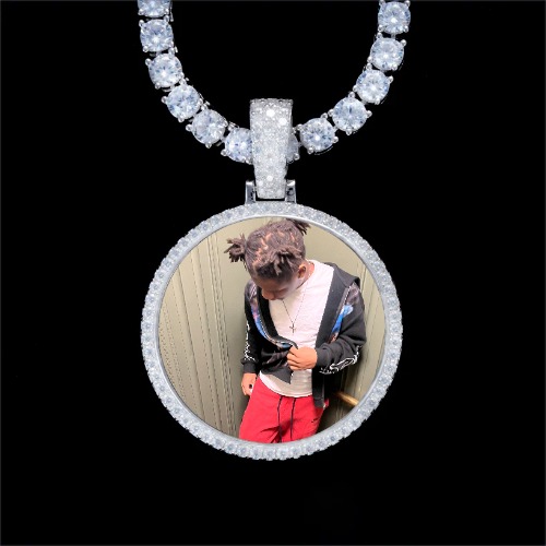 925S & VVS Moissanite 3D Circle Custom Picture Pendant