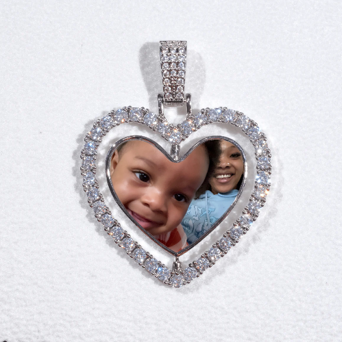 3D Spinning 2-Faced Heart Custom Picture Pendant