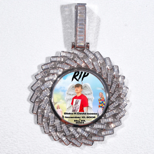 Large 3D Baguette Custom Picture Pendant