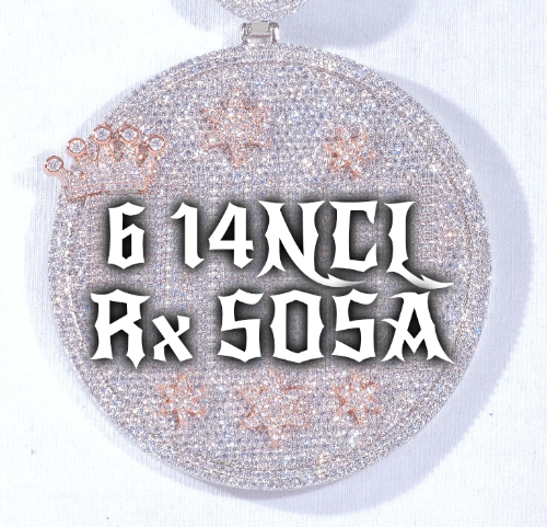CUSTOM LETTER NECKLACE 3D BIG CROWN DISC
