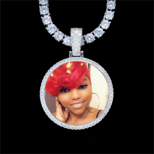 925S & VVS Moissanite 3D Circle Custom Picture Pendant