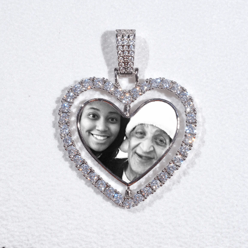 3D Spinning 2-Faced Heart Custom Picture Pendant