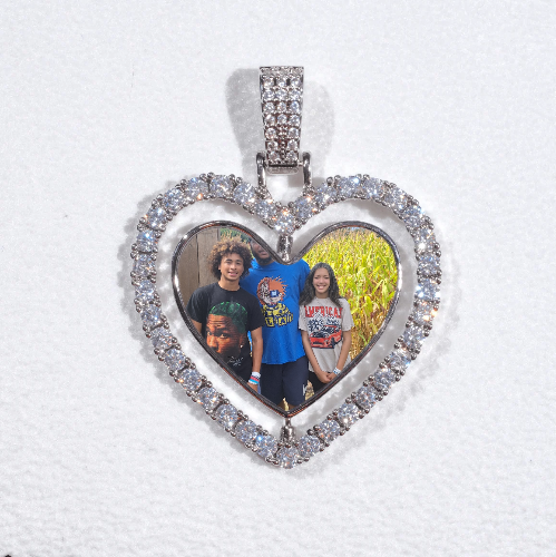 3D Spinning 2-Faced Heart Custom Picture Pendant