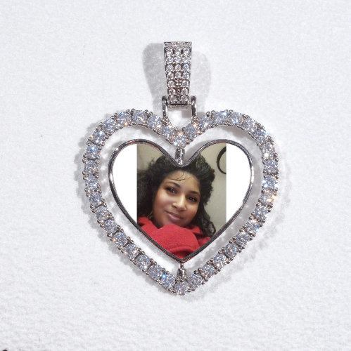 3D Spinning 2-Faced Heart Custom Picture Pendant