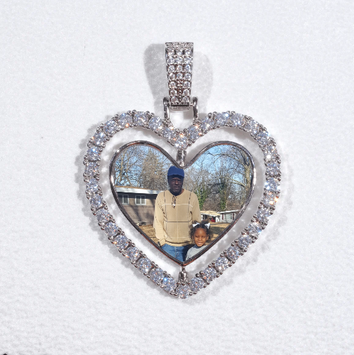 3D Spinning 2-Faced Heart Custom Picture Pendant