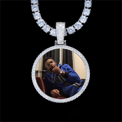 925S & VVS Moissanite 3D Circle Custom Picture Pendant