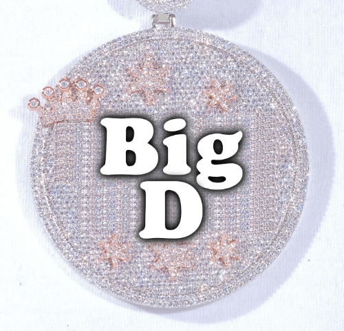 CUSTOM LETTER NECKLACE 3D BIG CROWN DISC