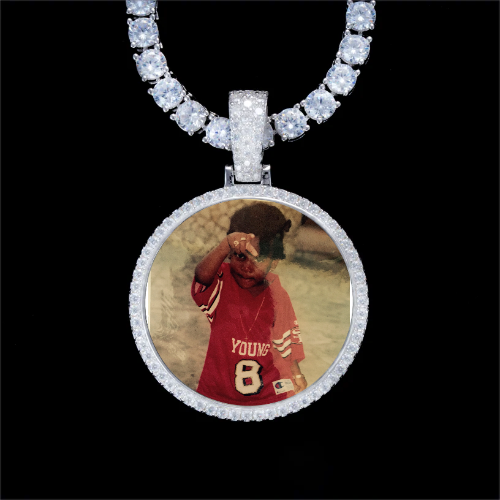 925S & VVS Moissanite 3D Circle Custom Picture Pendant