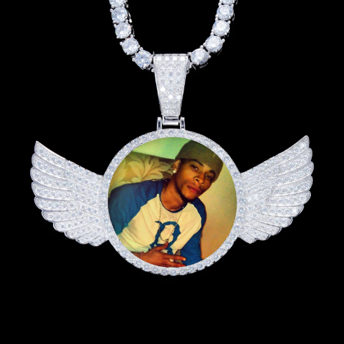 925S & VVS Moissanite 3D Wing Custom Picture Pendant